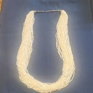 White Seed Bead Multistrand Necklace